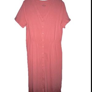 Vermont Country Store Cotton Knit Button Up Dress Women Size L below knee